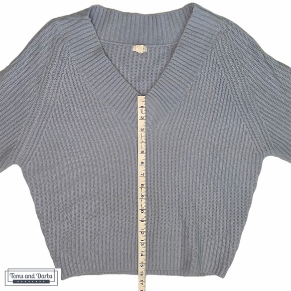 Garage Women's V Neck Knitted Sweater Blue - Picture 7 of 8